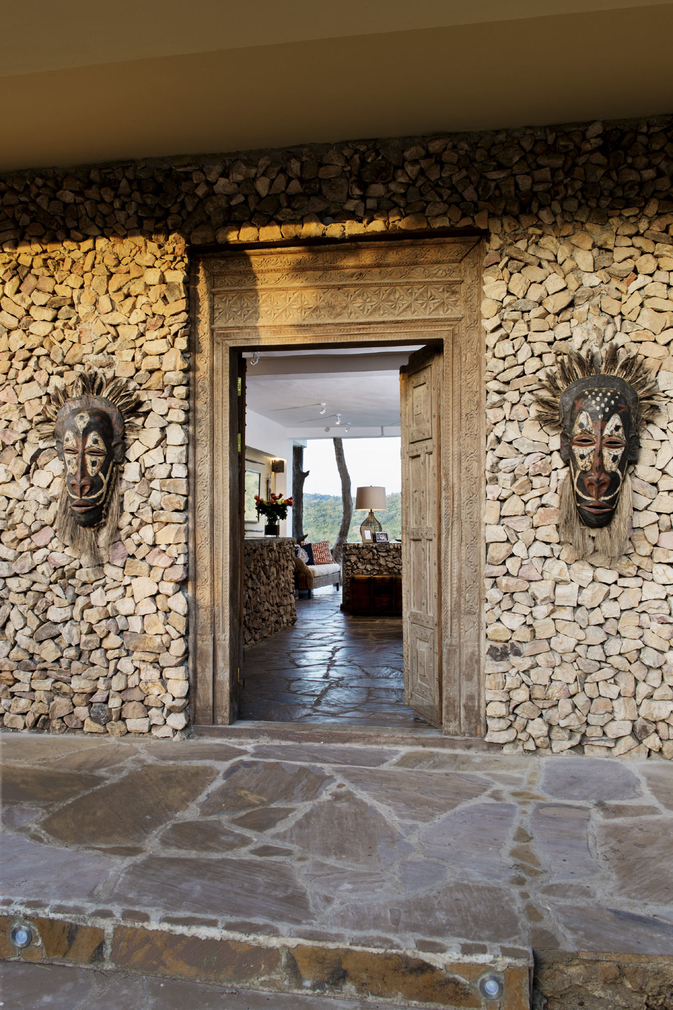 Beho Beho Bailey's Banda doorway with bush views