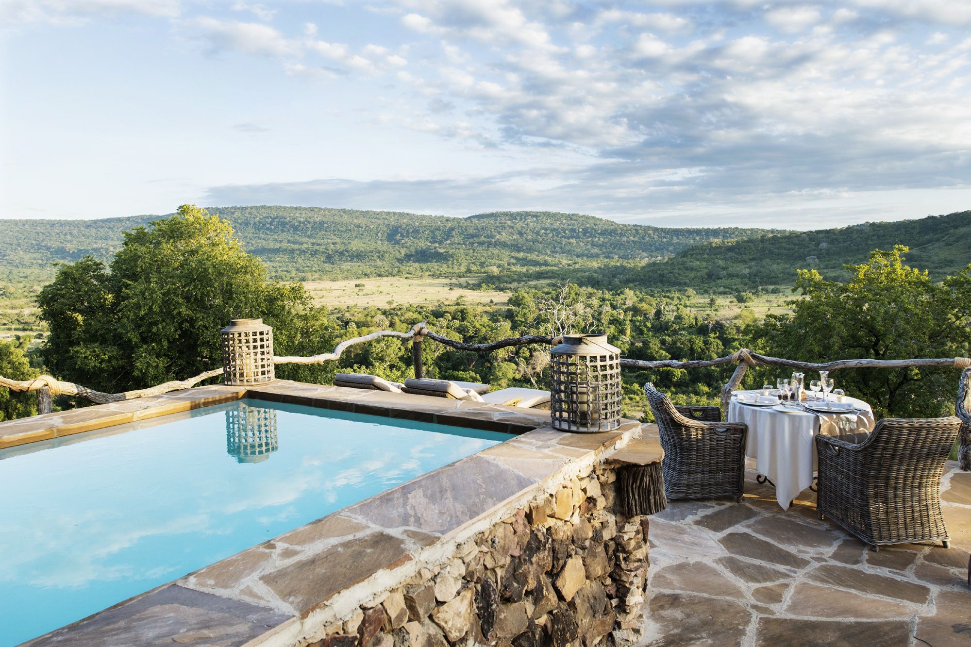 Main camp pool and common areas at Beho Beho